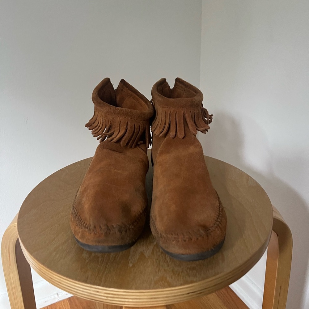 Brown Suede Minnetonka Moccasin Boots 8